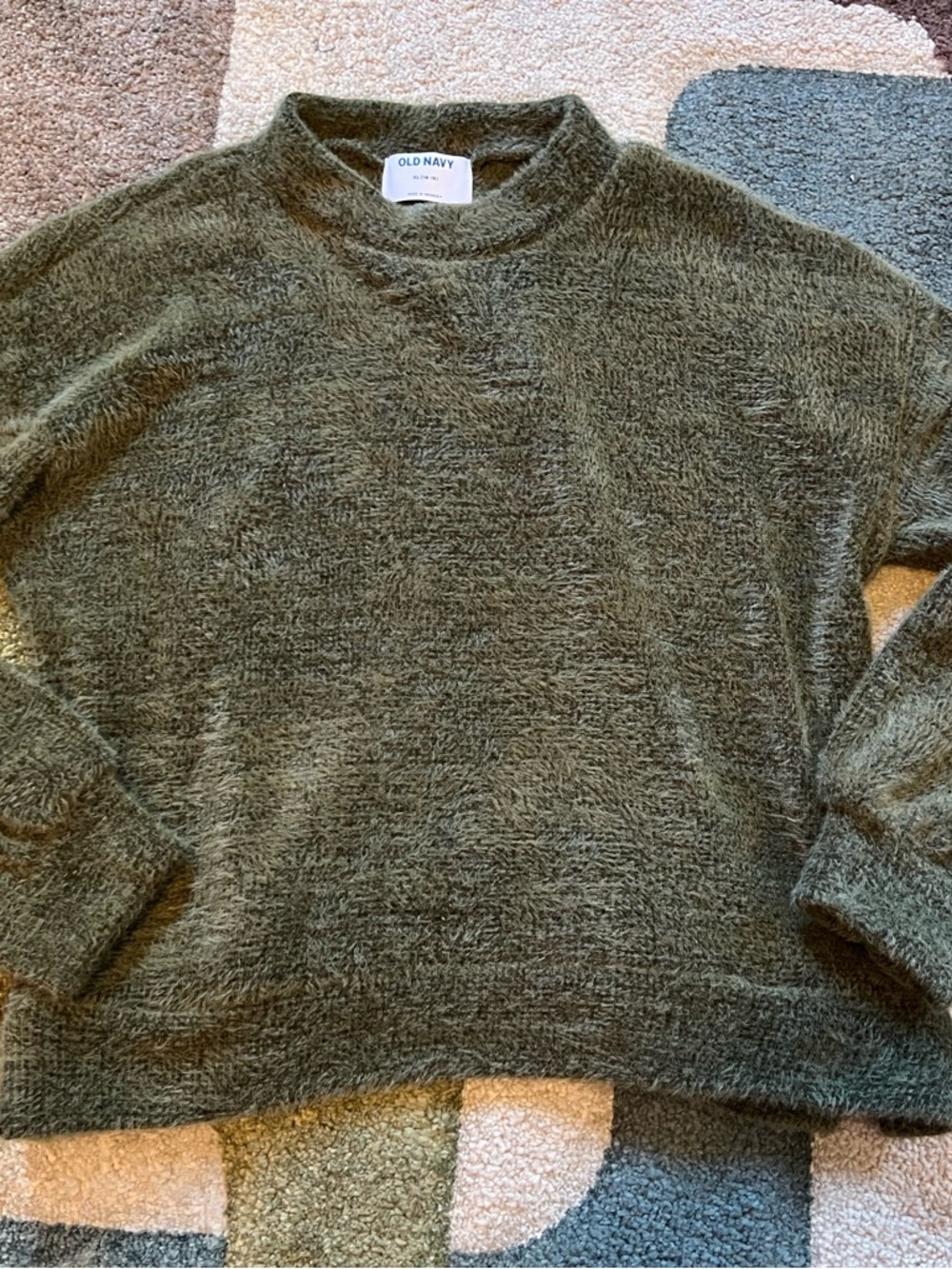 Old Navy Olive Green Fuzzy Crewneck Sweater- NWOT